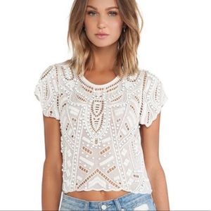 Lovers & Friends Beaded Sheer Top Size XS